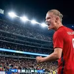 Erling Haaland ăn mừng cảm xúc sau khi ghi bàn ấn định chiến thắng 2-1 cho Na Uy trước Brazil tại vòng 1/8 World Cup 2026.