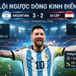 Infographic toàn cảnh kết quả trận đấu Argentina vs Ai Cập với tỷ số 3-2 tại vòng 1/8 World Cup 2026, vinh danh màn lội ngược dòng kinh điển của Lionel Messi trên Xoilac TV.